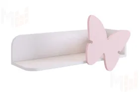 Полка навесная Бабочка белое дерево/пудра розовая
