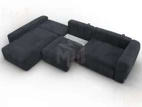 Диван угловой Лига-066 НПБ Лонг угол левый ( TOWER 11 темно-серый )