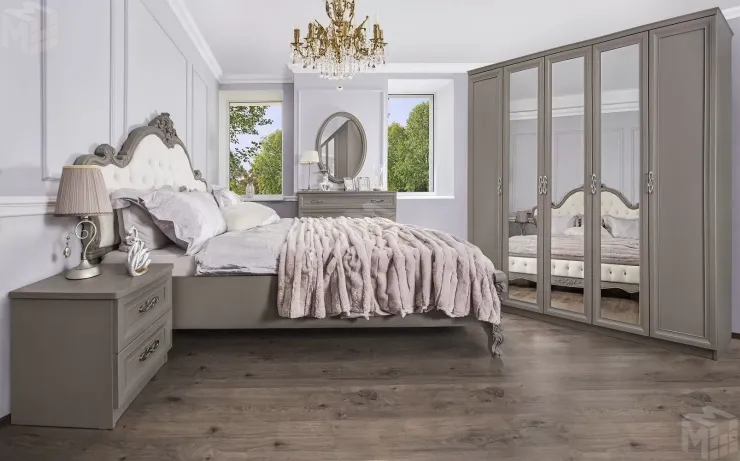 Шкаф Мишель Лайт 5-дверный серый камень