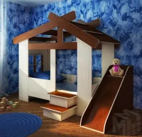 Кровать Домик для детей + игровая горка 13/18СВ