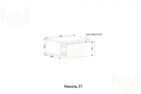 Тумба навесная прикроватная Николь 31 Кашемир/Ручки-черные матовые