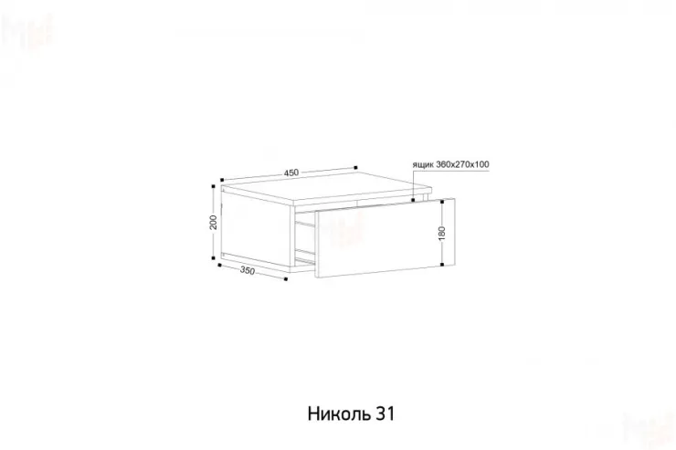 Тумба навесная прикроватная Николь 31 Кашемир/Ручки-черные матовые