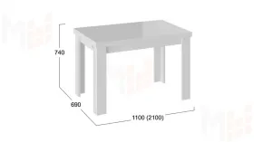 Стол обеденный Норман тип 1 Белый, Стекло Белый глянец