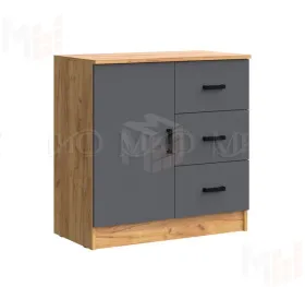 Комод Бася 3 ящика, 1 дверь (крафт золотой/графит)