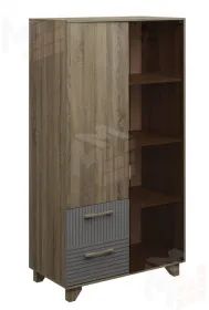 Стеллаж Копенгаген со стеклом (дуб самдал/серый графит)