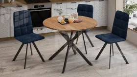 Стол обеденный раздвижной Мэдисон Тип 1 Черный муар, Дуб Крафт золотой