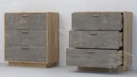 Комод К-3  ПД Эго Дуб Крафт Золотой/Камень Темный