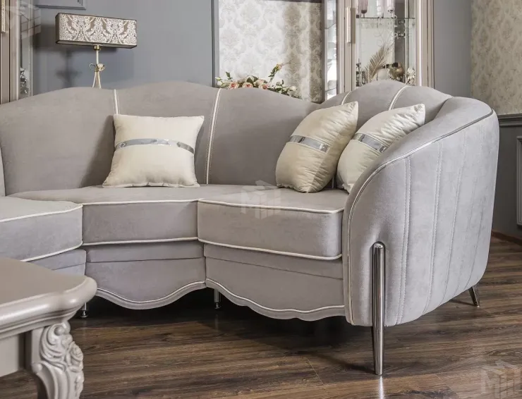 Диван Гравита угловой 2-у-1 серый серебро