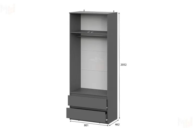 Шкаф двухстворчатый Денвер с ящиками Графит серый