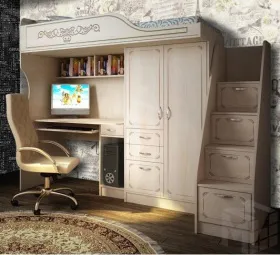 Кровать-чердак Фанки Кидз Классика ФКК-4/1 + тумба-лестница ФКК-13/8СВ