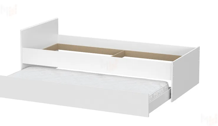 Кровать одинарная с выкатными ящиками  (0,9 x 2,0)  Токио Белый текстурный