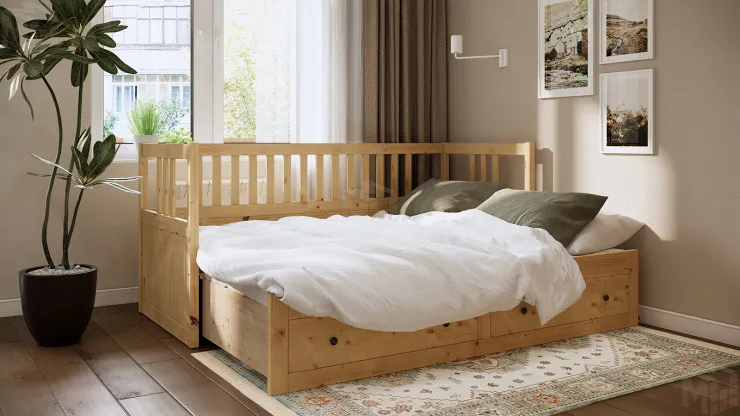 Кровать-кушетка из массива КЫМОР 80*200 светло-коричневый