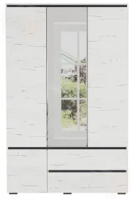  Шкаф ГРЕТТА 4С2Я  с зеркалом Дуб Крафт белый-Антрацит