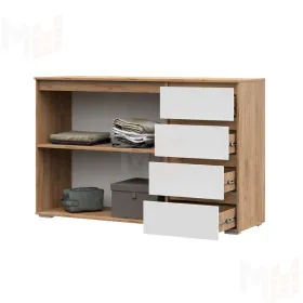 Комод Хелен 4 ящика и двери КМ-06 крафт золотой/белый