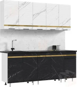 Кухонный гарнитур Милена 2,0 (мрамор белый/мрамор блэк)