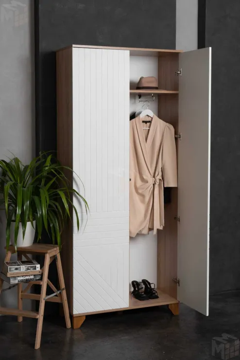 Шкаф 2-х створчатый Копенгаген (дуб сонома/белый матовый)