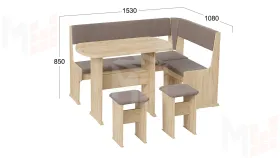 Кухонный уголок Рио Дуб Крафт золотой, Микровелюр Duna Stone