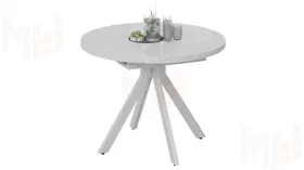 Стол обеденный раздвижной Стокгольм Тип 1  Белый муар, Стекло глянцевое белое