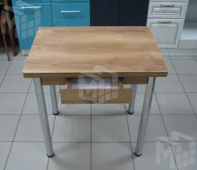 Стол прямоугольный с ящиком 900*600 (дуб  Вотан), ножки хром