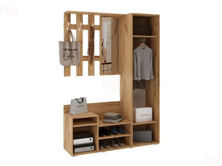 Прихожая Визит (крафт золотой/белый глянец)