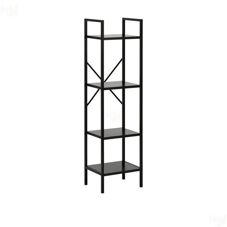 Стеллаж Leset Стилвуд 14 узкий, 4 полки (Чёрный/Чёрный)