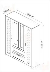 Шкаф Сириус 4 двери 1 ящик (2 зеркала) сонома