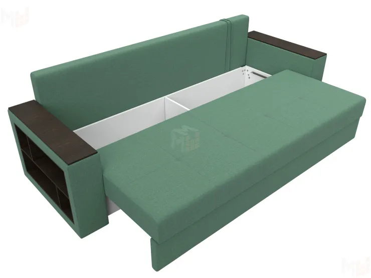 Диван прямой Дубай Лайт полки слева ( Зеленый )