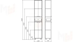 Пенал Классик 40 см с верхним ящиком
