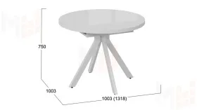Стол обеденный раздвижной Стокгольм Тип 1  Белый муар, Стекло глянцевое белое