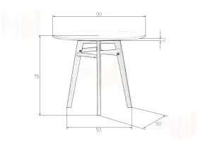 Стол обеденный DOBRIN ALBERT'90 (белая столешница, основание светлый бук)