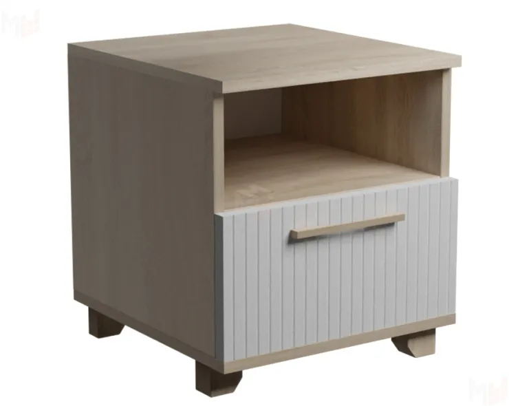 Тумба прикроватная Копенгаген с ящиком (дуб сонома/белый матовый)