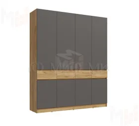 Шкаф Роджина 4-х створчатый (крафт золотой/графит)