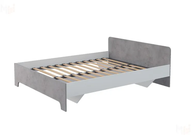 Кровать Виктор (Victor) 1,6 с основанием (белый/бетон)