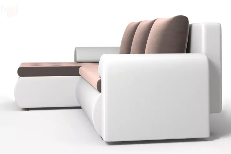 Угловой диван Ванкувер (левый)  Белый, Коричневый