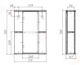 Шкаф-зеркало Норма 2-50 левый/правый Айсберг