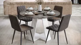 Стол обеденный Райнер Тип 1 Белый, Ателье темный