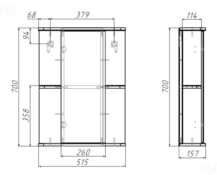 Шкаф-зеркало Норма 2-50 левый/правый Айсберг