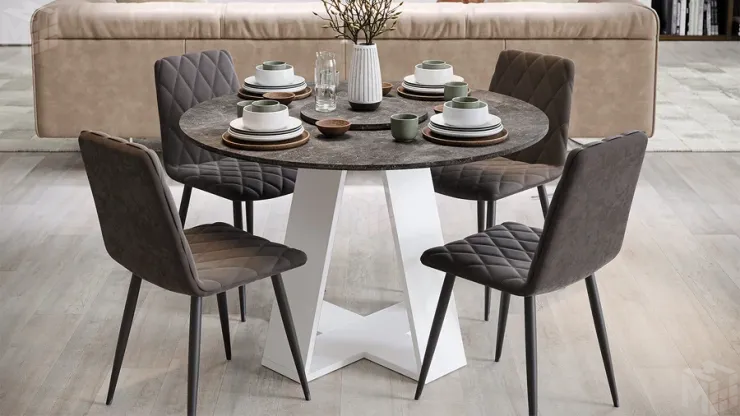 Стол обеденный Райнер Тип 1 Белый, Ателье темный