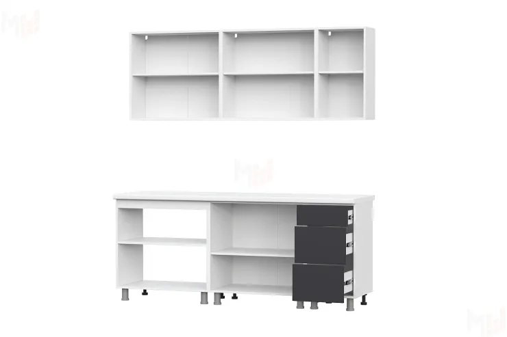 Кухонный гарнитур Модерн New (2,0м) (МДФ) (без столешниц) Белый/ Графит 