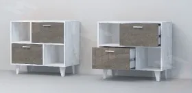 Тумба Т-1 на ножках Эго Бетон Светлый/Камень Темный