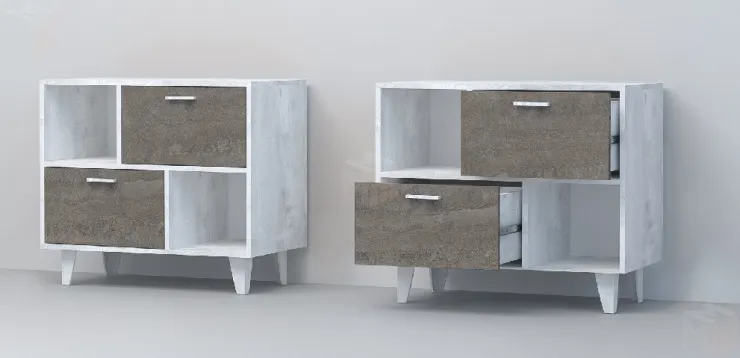 Тумба Т-1 на ножках Эго Бетон Светлый/Камень Темный