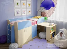 Кровать детская с выдвижным столом Фанки Кидз 10