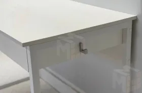 Стол Юниор белое дерево/белый муар