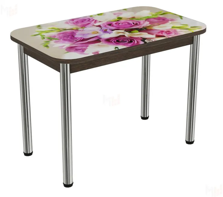 Стол прямоугольный с фотопечатью Букет, ноги прямые