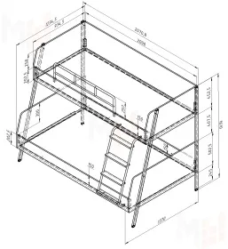 Кровать двухъярусная ДЕЛЬТА Лофт-20.02.04 Black