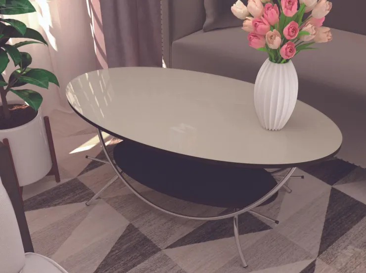 Журнальный стол Лодочка (венге, стекло бежевое)