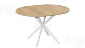 Стол обеденный раздвижной Мэдисон Тип 1 Белый муар, Дуб Крафт золотой