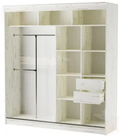 Шкаф-купе  2,0 м с зеркалом ОРИОН Дуб Крафт белый