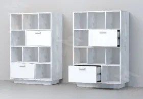 Комод К-1 Эго ПД Бетон Светлый/Белый Глянец