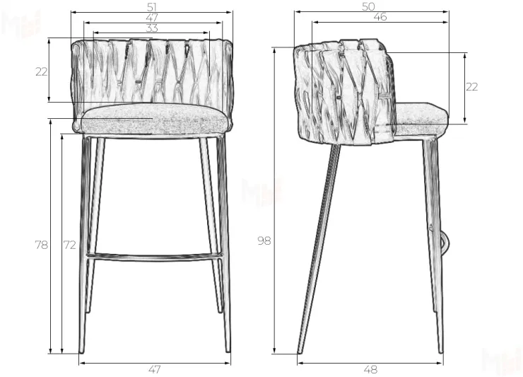 Стул барный DOBRIN EMMA GOLD (белый PU (T-01), белая ткань (F-49))